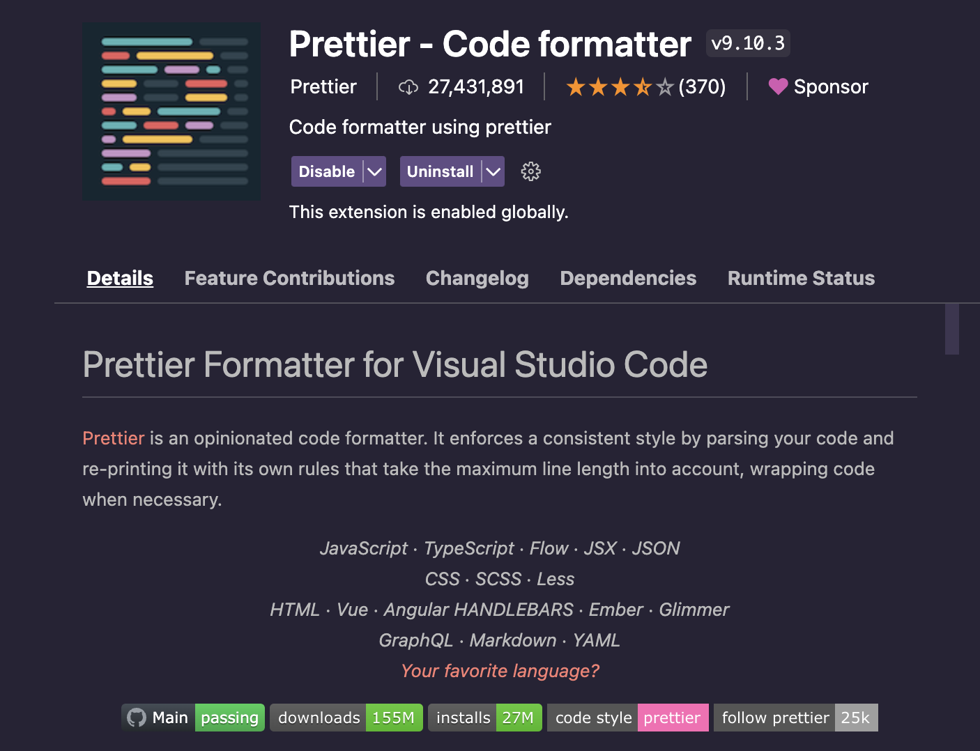 Prettier Extension