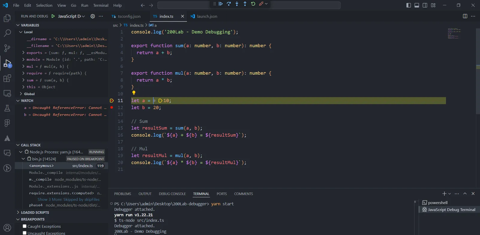 chạy debug với VSCode
