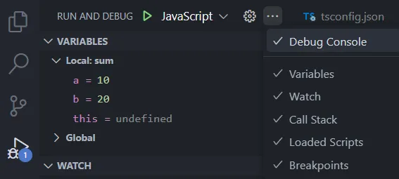 debug console