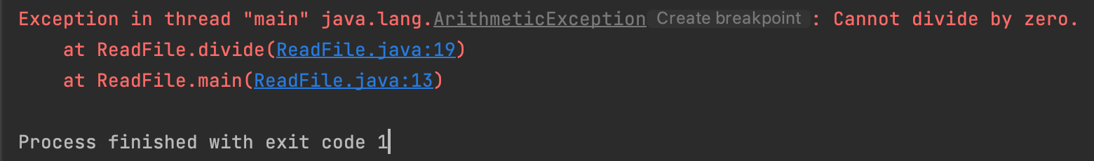 Chương trình sẽ bị dừng hoạt động nếu chúng ta không thực hiên exception handling