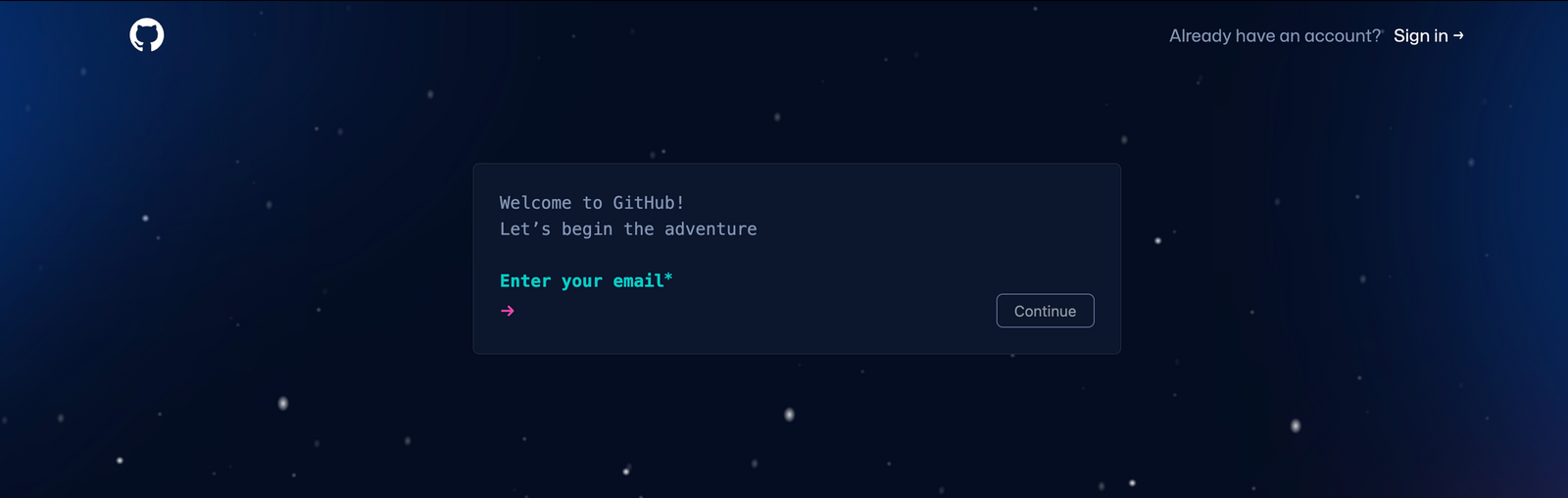 Giao diện đăng ký tài khoản của Github