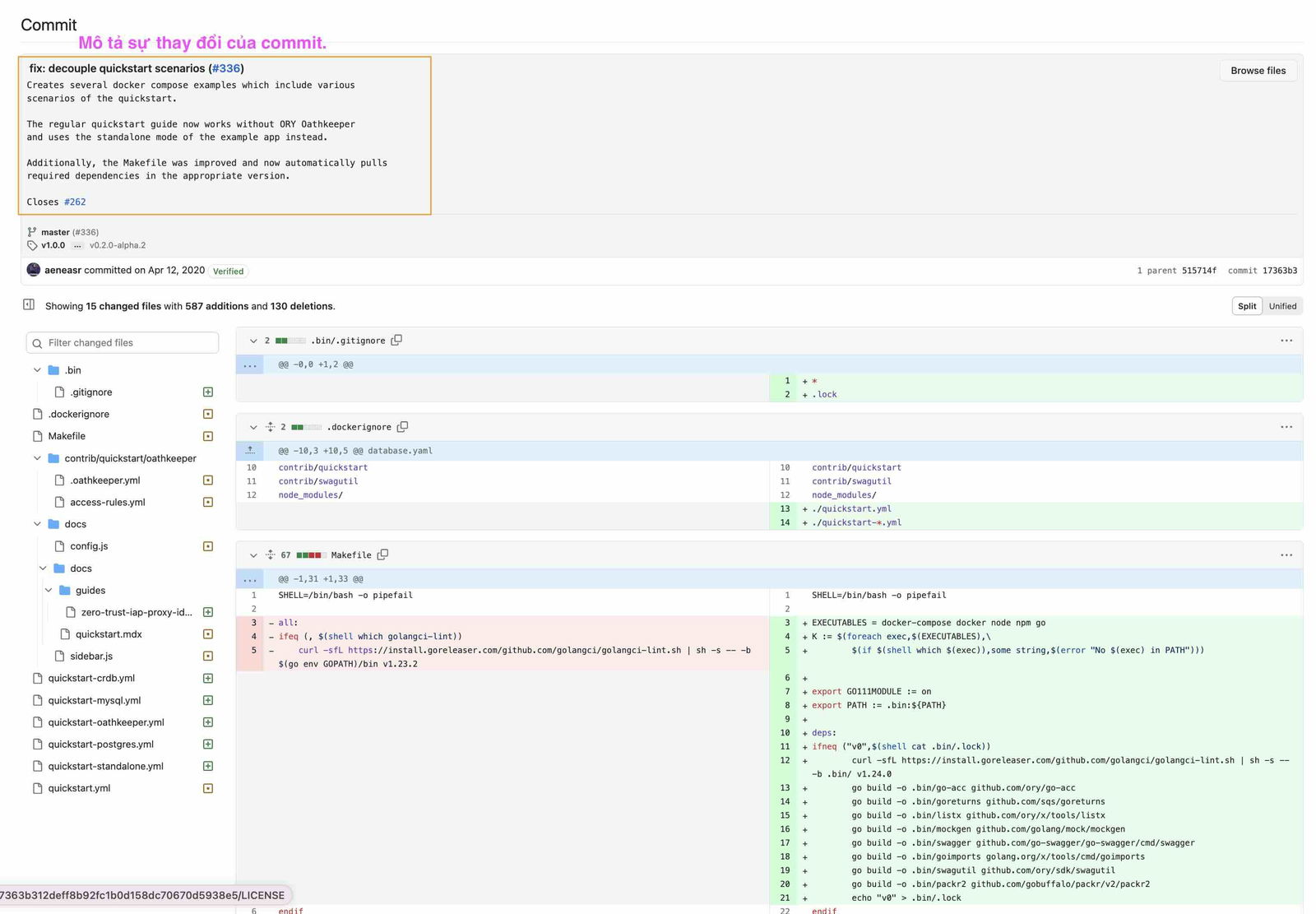 Ví dụ về commit