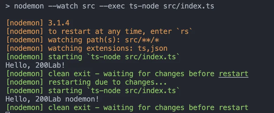 nodemon typescript