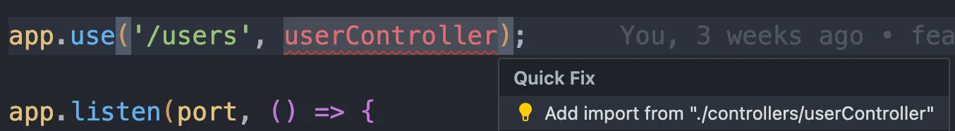 quick fix trong vscode