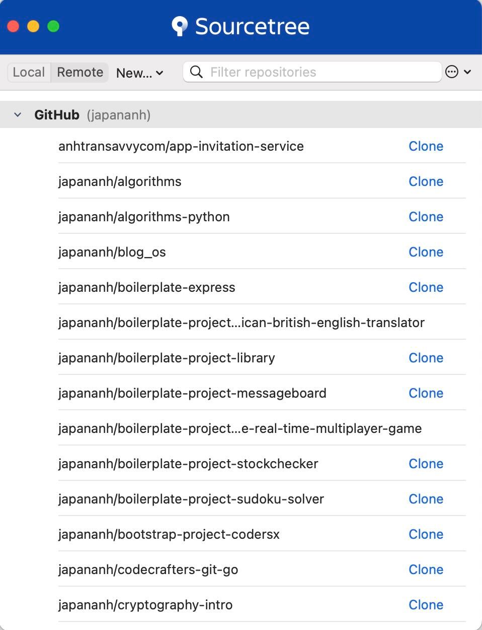 Thông tin về các repository hiện có ở GitHub của bạn