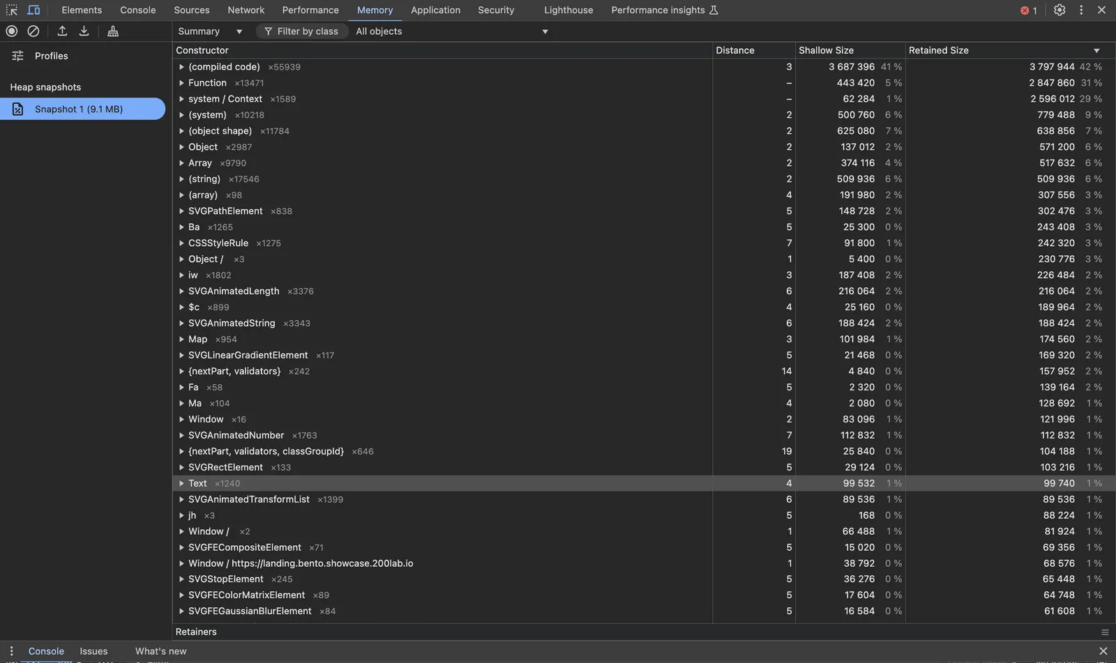 heap snapshot