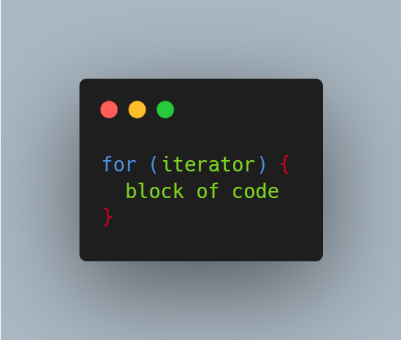 syntax vòng lặp for